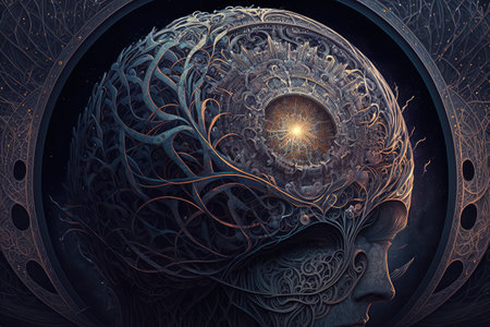 neural network with different layers and nodes, each layer performing a different function, created with generative aiの素材