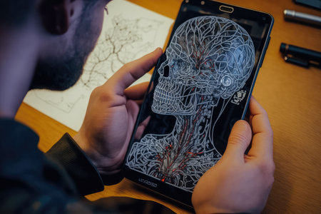 person, using neural network to design new smartphone, created with generative aiの素材