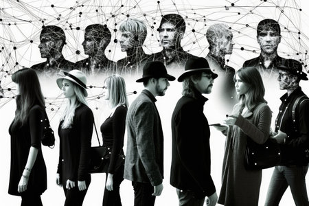 group of people, each with their own neural network that processes information differently, created with generative aiの素材