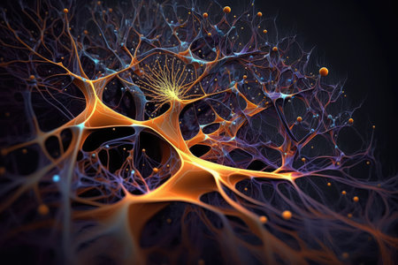 neural network, with layer upon layer of connected neurons, forming complex and intricate system, created with generative aiの素材
