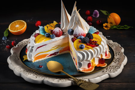 candied fruit cream meringue cake homemade food, created with generative aiの素材