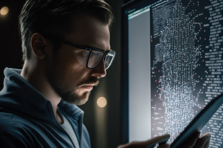 data scientist, using machine learning to analyze large data set and find hidden patterns, created with generative aiの素材