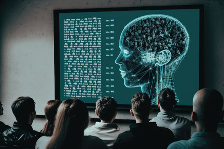 person, teaching machine learning concept to group of students, created with generative aiの素材