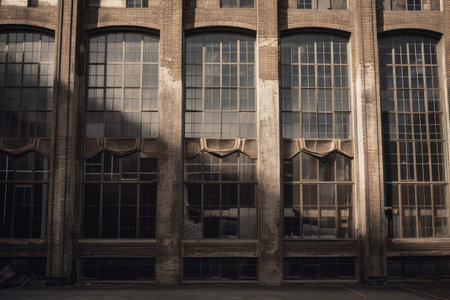 large building, with textures and materials visible through the windows, created with generative aiの素材