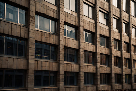 large building, with textures and materials visible through the windows, created with generative aiの素材