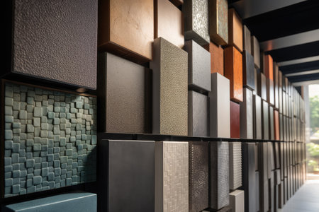 architectural materials showcase with a variety of textures, colors and shapes, created with generative aiの素材