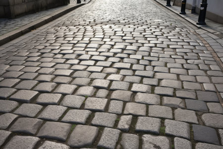 close-up of paving stones, with the surrounding area in view, created with generative aiの素材