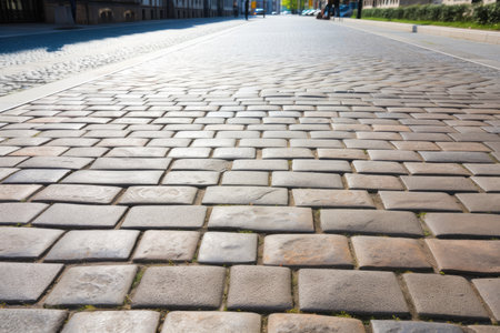 close-up of paving stones, with the surrounding area in view, created with generative aiの素材