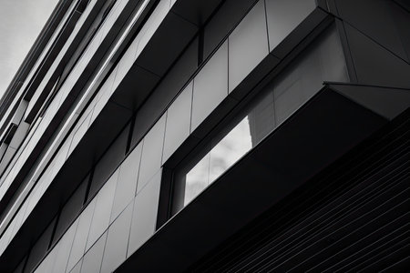 architectural detail, with contrast of matte and gloss materials, in modern building, created with generative aiの素材