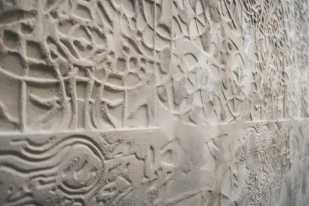 close-up of a concrete wall, with intricate textures and patterns visible, created with generative aiの素材