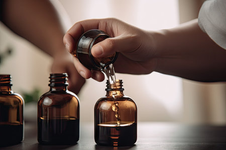 aromatherapy treatment for stress and anxiety, with the therapist applying oils to the clients back, created with generative aiの素材