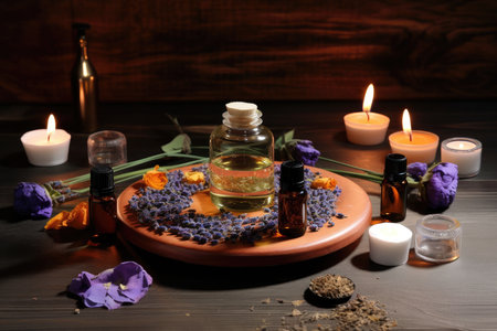 aromatherapy session with a mix of essential oils and healing music, created with generative aiの素材