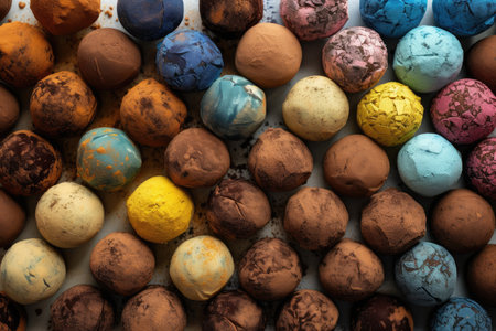 assortment of truffles in various colors and flavors, created with generative aiの素材