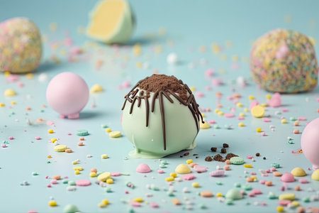 cute pastel-colored truffles with sprinkles and drizzle, created with generative aiの素材