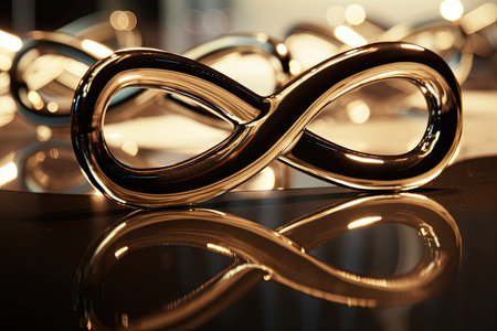 close-up of infinity sign, with reflections and highlights, created with generative aiの素材
