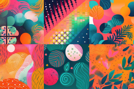 vibrant color palettes and gradients on bold patterns or backgrounds, created with generative aiの素材
