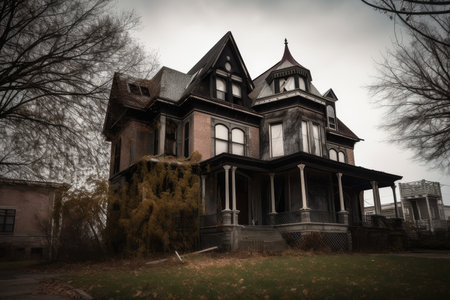 hauntings on the rise, with new property values and crime rates in decline, created with generative aiの素材