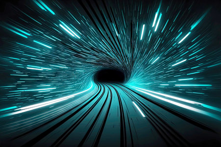 futuristic tunnel motion speed effect background, created with generative aiの素材