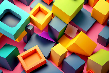 rectangular and square shapes as abstract colorful volumetric background, created with generative aiの素材