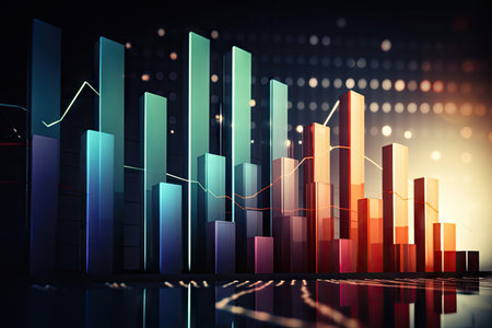 multiple upward-trending bar charts displaying various metrics for a company or industry, created with generative aiの素材