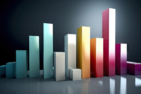 series of upward-trending bar charts, each showing different aspect of a business, created with generative aiの素材