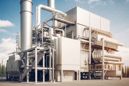 thermal energy plant, converting biomass into clean and renewable energy, created with generative aiの素材