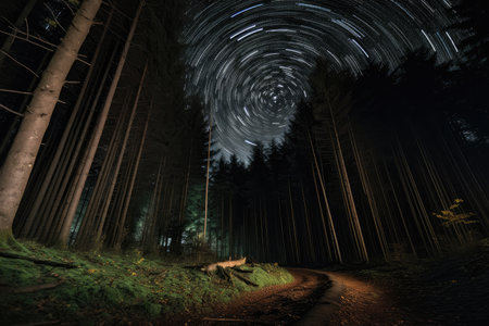star-filled night sky with the silhouette of a tree in the foreground, created with generative aiの素材