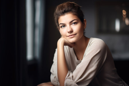 shot of a casual young woman posing for the camera, created with generative aiの素材