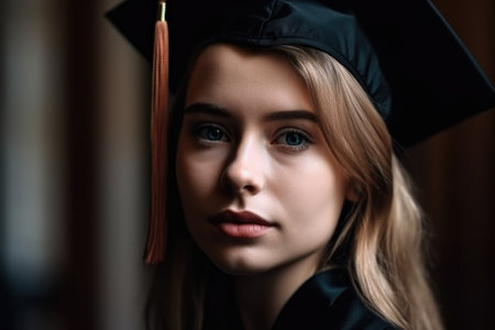 education, learning and portrait of a woman for motivation or success in education at a university, created with generative aiの素材