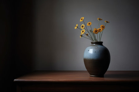 still life shot of a vase in a gallery, created with generative aiの素材