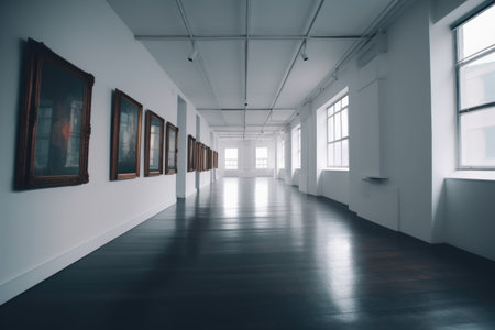 shot of an empty art gallery, created with generative aiの素材