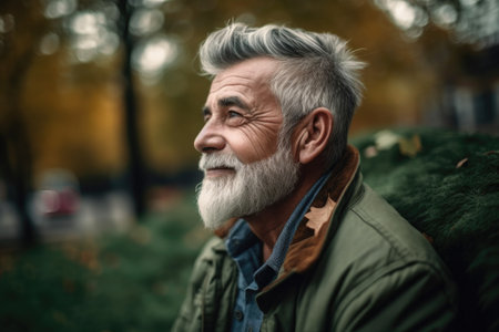 portrait of a man enjoying a day outdoors, created with generative aiの素材