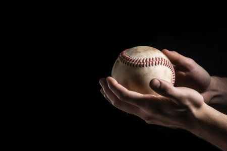 cropped shot of a baseball player catching the ball, created with generative aiの素材