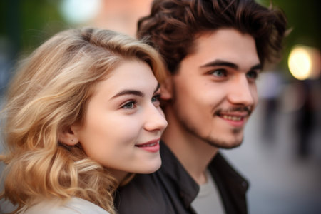 portrait of cute romantic couple on a date, created with generative aiの素材