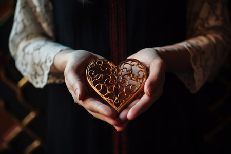 hands, heart and worship for religion, faith and spirituality in a house of worship, created with generative aiの素材