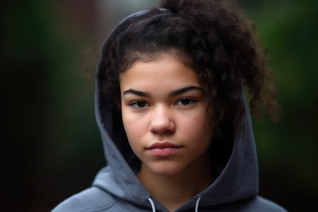 portrait of a young woman in sportswear, created with generative aiの素材