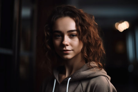 portrait of a young woman in sportswear, created with generative aiの素材
