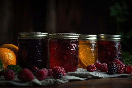 close-up of homemade preserves with the use of macro photography, created with generative aiの素材