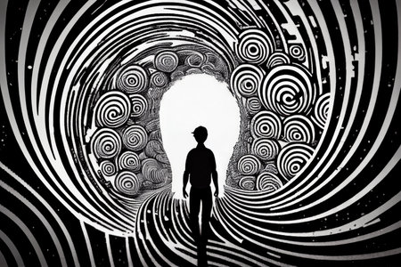 person, trapped in never-ending cycle of repetitive behaviors and thoughts, created with generative aiの素材