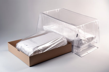 transport packaging with clear and concise information regarding the contents and its destination, created with generative aiの素材