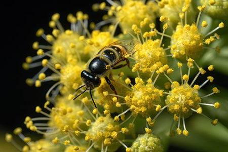 close-up of flower head, with pollen grains visible, created with generative aiの素材
