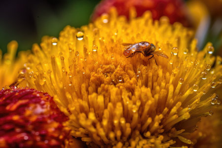 close-up of pollen-covered flower petals, created with generative aiの素材