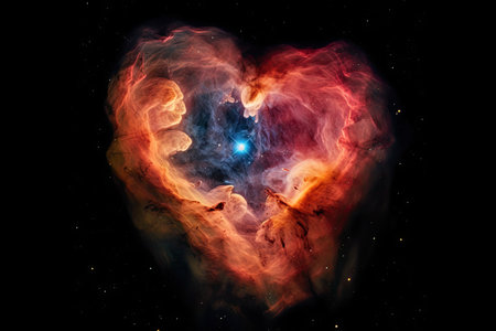 heart-shaped nebula with vivid colors and delicate features, created with generative aiの素材