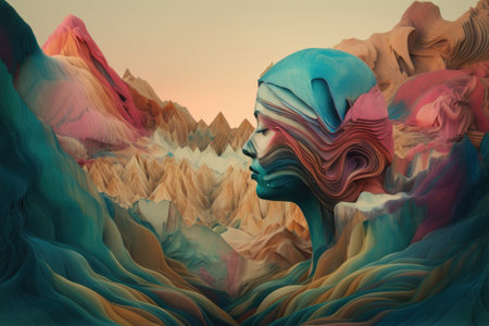 mystery and secrets hidden within the abstract and surreal landscapes, created with generative aiの素材