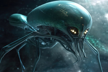 alien life form, fiercely protecting its territory from rival species, created with generative aiの素材