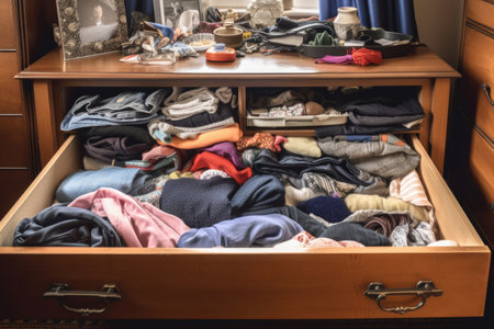 decluttering room by removing items from closets and drawers, created with generative aiの素材