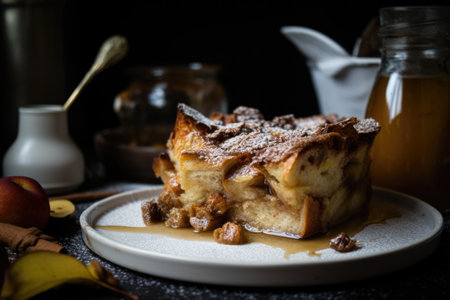 decadent french toast bake with cinnamon and sugar, created with generative aiの素材