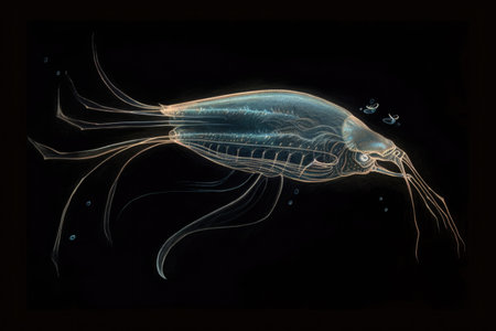 deep-sea creature with bioluminescent lure, drawing in unsuspecting prey, created with generative aiの素材