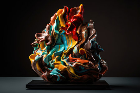 creative chocolate sculpture resembling abstract painting in vibrant colors, created with generative aiの素材