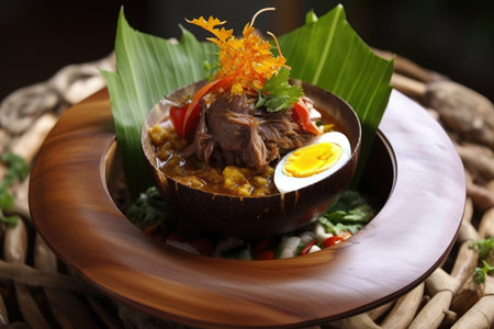 traditional dish with a twist, showcasing the influence of other cultures, created with generative aiの素材